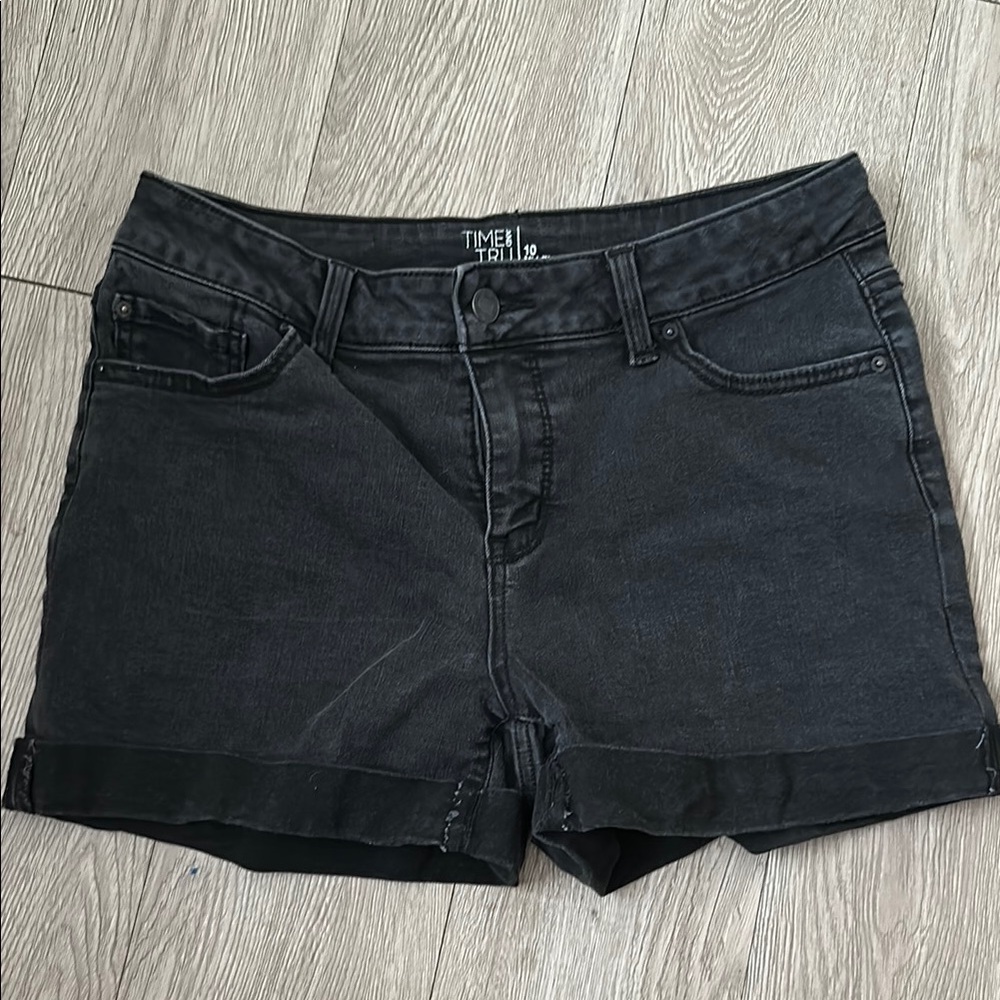 Time and Tru Black Jean Shorts with Rolled Hem